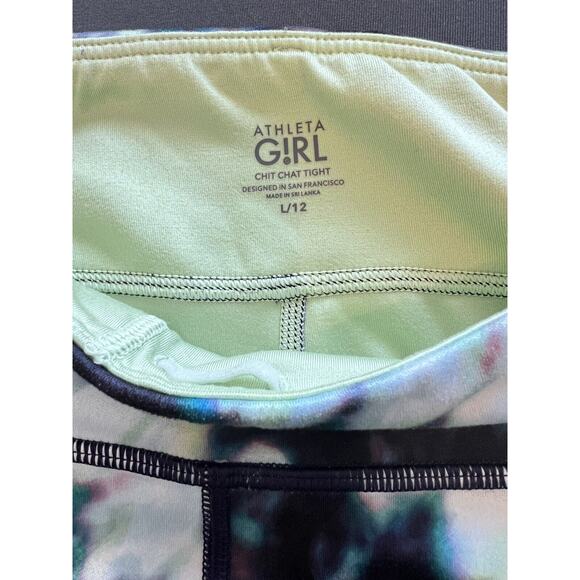 Athleta Girl Leggings Kids L 12 Chit Chat Tight Pants Black Yellow EUC - Picture 6 of 8